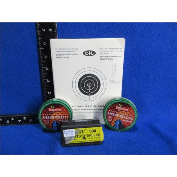 .177 Cal. Pellets (Approx. 600), .22 Cal. Pellets (Approx. 100) & Targets (Approx. 100)