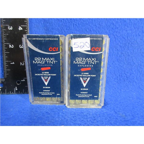 22 WMR Maxi Mag TNT 30gr JHP CCI Cartridges (We Can Not Ship - Pick Up Only)