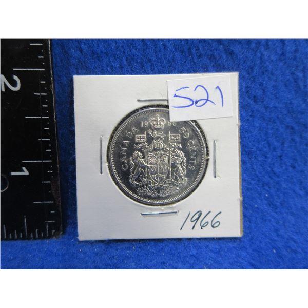 1966 Canada 50 Cent Coin - .800 Silver