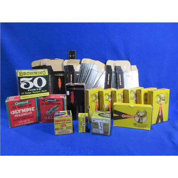 Lot of 49 Misc. Empty Collector Ammo Boxes (35 Are Unused Gevelot Boxes)