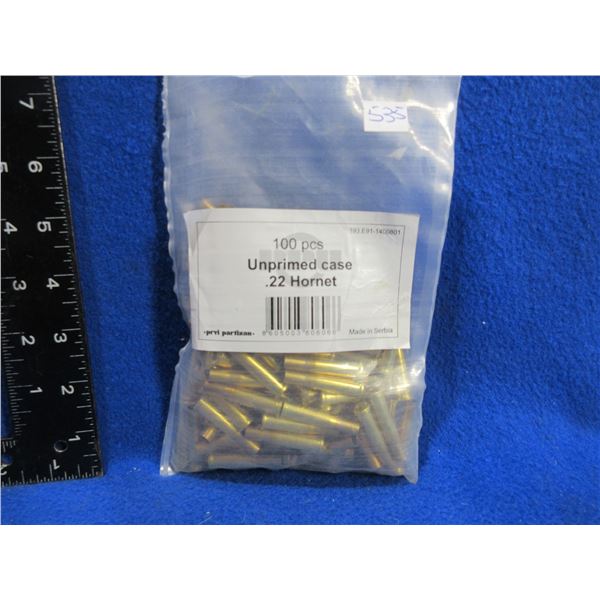 NEW - Brass Only - 22 Hornet Unprimed PPU - Bag of 100