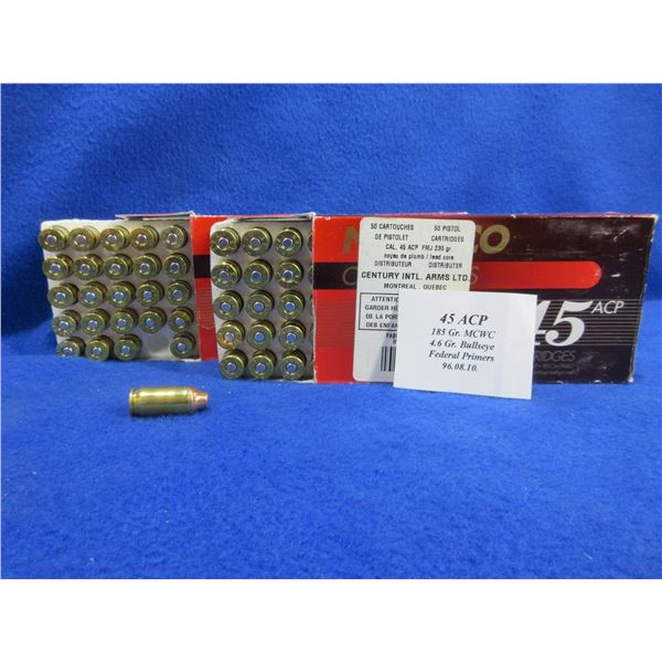 45 ACP 185gr MCWC Factory Reloads (We Can Not Ship - Pick Up Only)