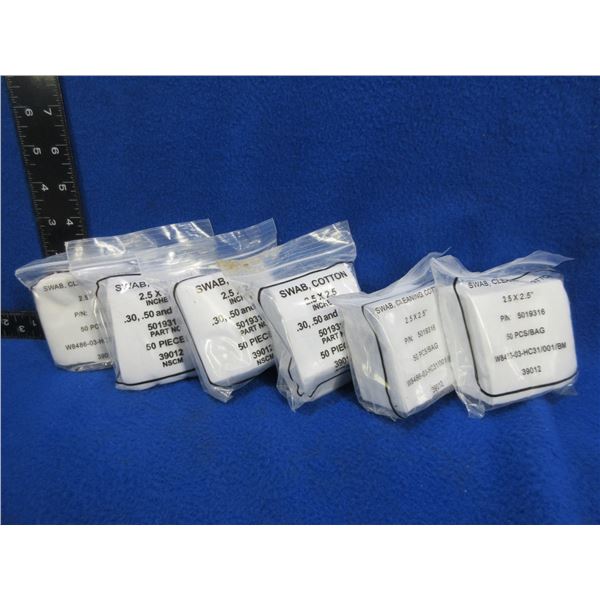 NEW - Cotton Swabs - 2.5" x 2.5" - 6 Packs of 50