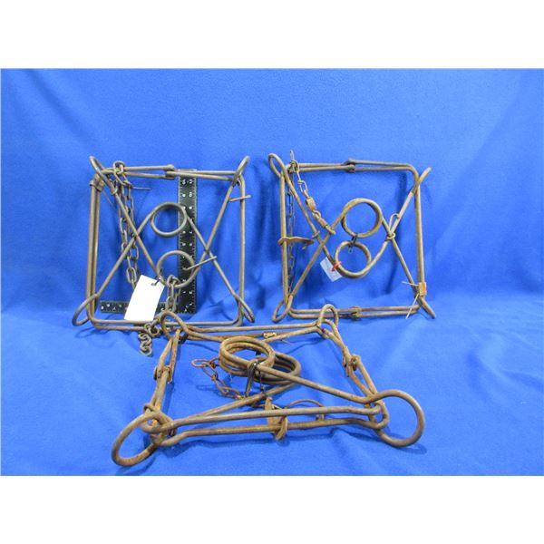 3 Vintage Body Grip Traps # 330 (Conibear) - Approx. 12" Square