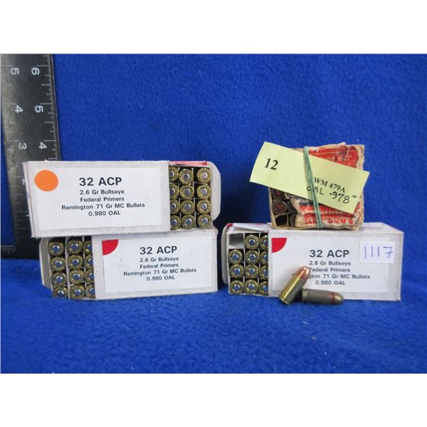 32 ACP Reloads - 3 Boxes of 28, Box of 12 (We Can Not Ship - Pick Up Only)