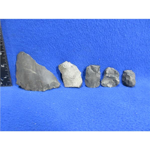 Native American Black Chert Stone Pieces/Tools