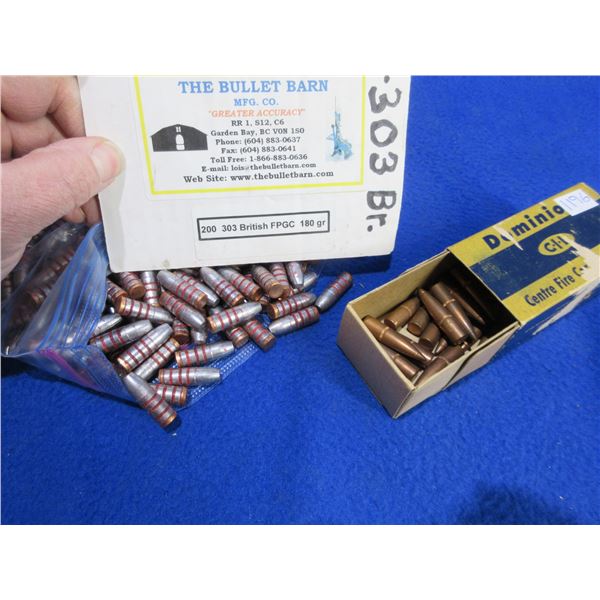 303 Brit .311" 180gr Bullets - Bag of 130 (Bullet Barn FPGC), Box of 16 (Dominion)