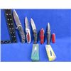 Image 1 : 4 Assorted Folding Lock Blade Knives, 1 Swiss Style & 1 Key Chain