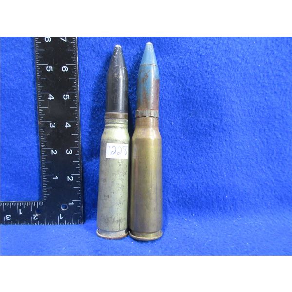 2 - 20MM Inert Dummy Round Brass Shell Casings with Projectile