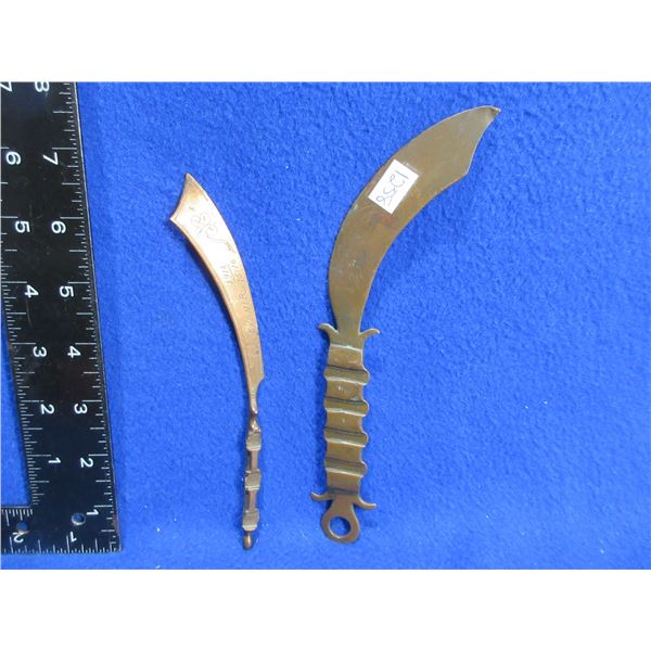 2 Copper Trench Art Letter Openers/Knives