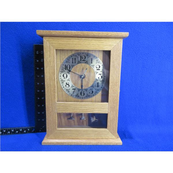 Trout Unlimited Cabinet Clock with 3 Tied Flies