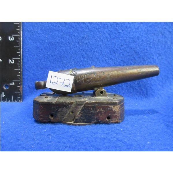 Cannon Barrel and Base - Appears to be Copper, Has Touch Hole, Appears Functional