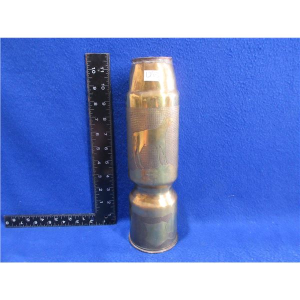 WWII Trench Art Brass Shell Casing Oil Lamp Base
