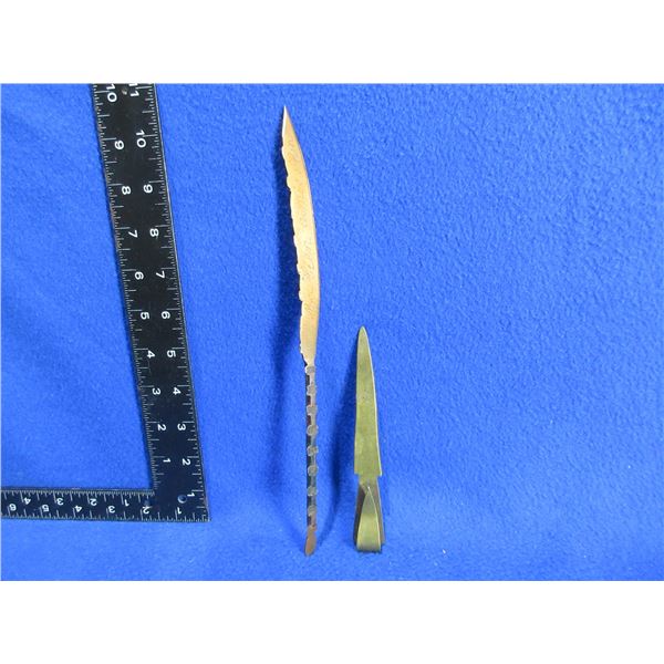 2 Copper & Brass Trench Art Letter Openers/Knives