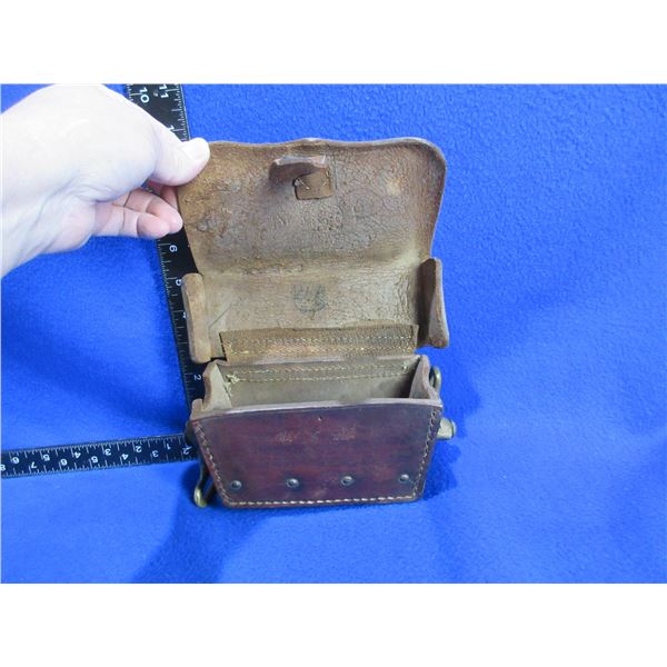 Antique Dutch Military Cartridge Pouch with Brass Hardware