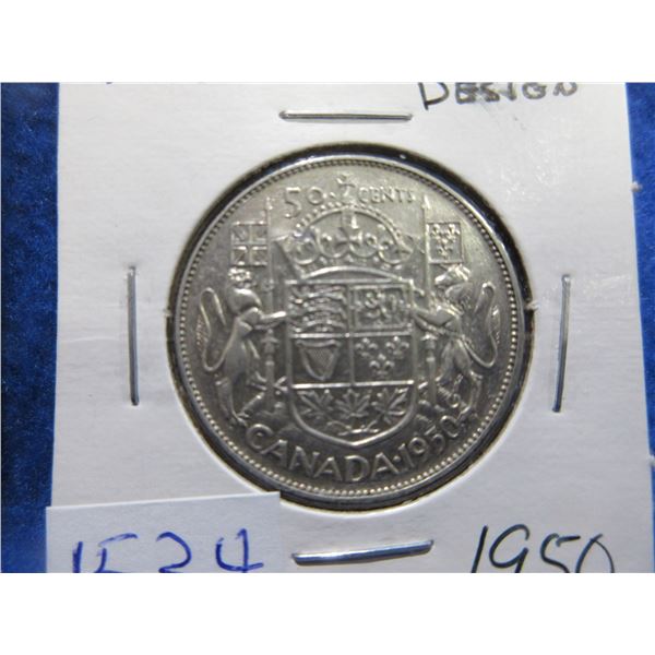 1950 Canada 50 Cent Coin - .800 Silver