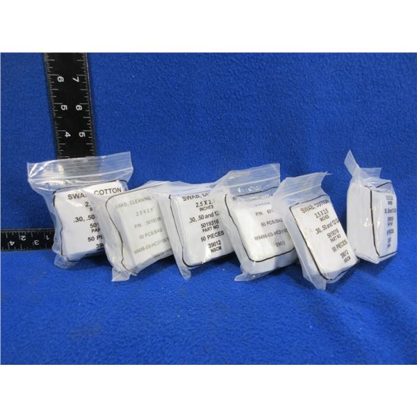 NEW - Cotton Swabs - 2.5" x 2.5" - 6 Packs of 50