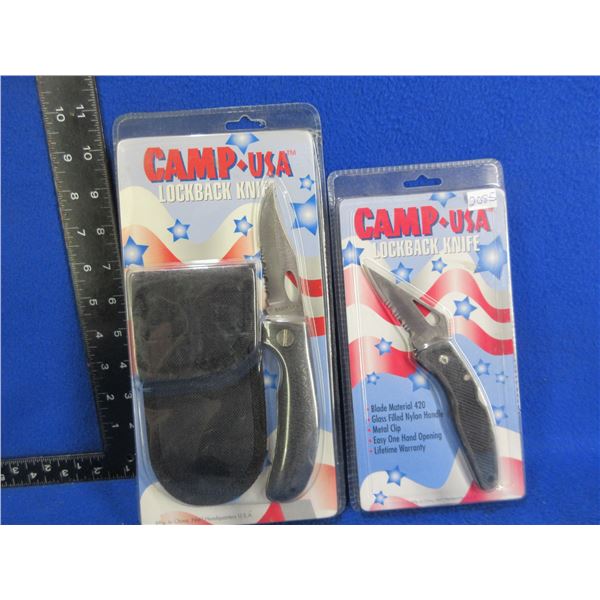 Camp USA Lockback Knife with Sheath & Camp USA Lockback Clip Knife