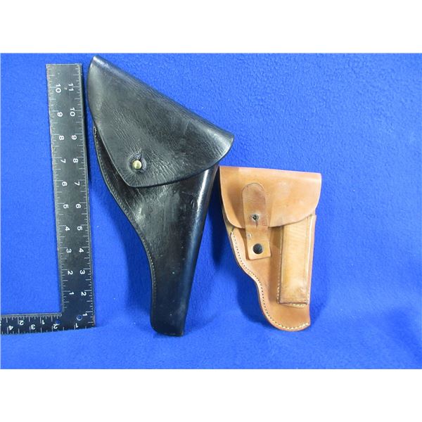 2 Leather Holsters - Right Hand - Hansen Leather Mfg & Unmarked