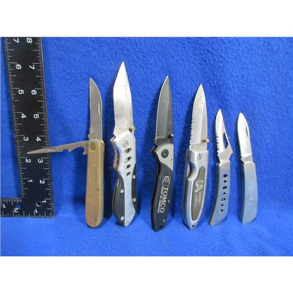 6 Assorted Folding Blade Knives - 5 are Lock Blade