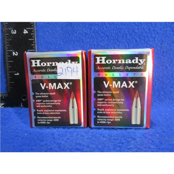 22 Cal. 55gr V-Max Hornady Bullets - 2 Boxes of 100