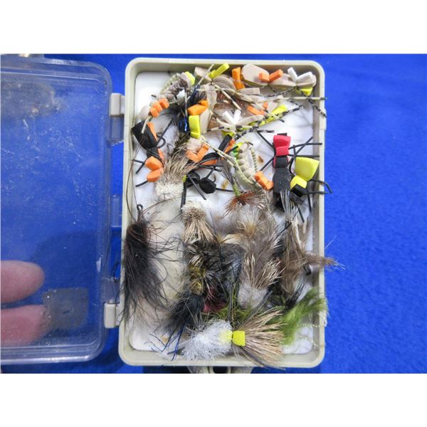 Lot of 60+ Hand Tied Fly Fishing Flies in Case