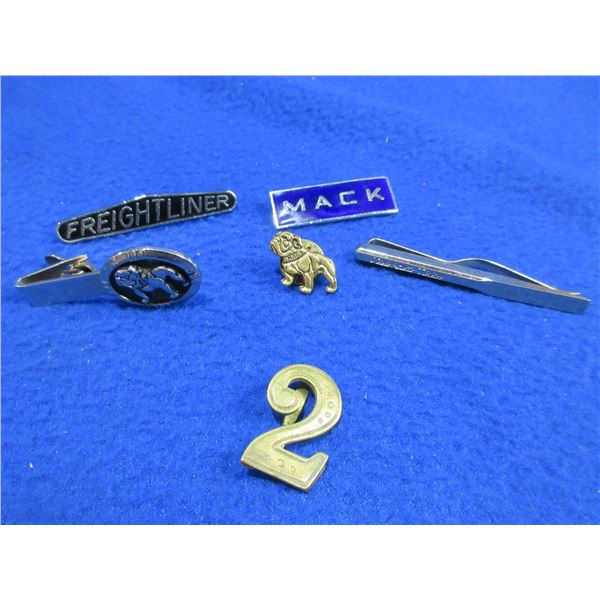 Lot of 6 Pins/Tie Clips - 3 Mack, Freightliner, Snap-On, "2" (WWI Regimental Emblem)