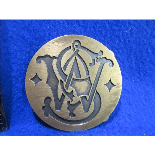 Vintage Smith & Wesson Logo Brass Belt Buckle 1979
