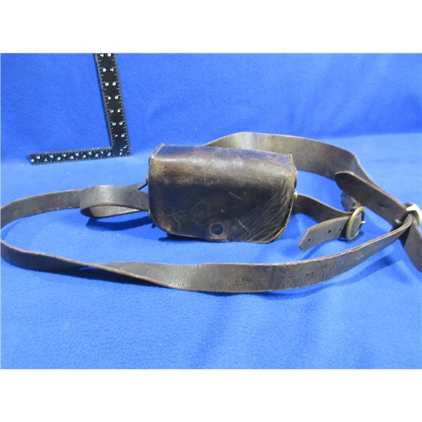 Antique Dutch Military Cartridge Pouch with Shoulder Strap & Brass Hardware