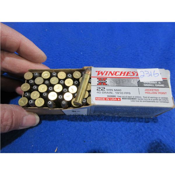 22 Win. Mag 40gr JHP Winchester Cartridges (We Can Not Ship - Pick Up Only)