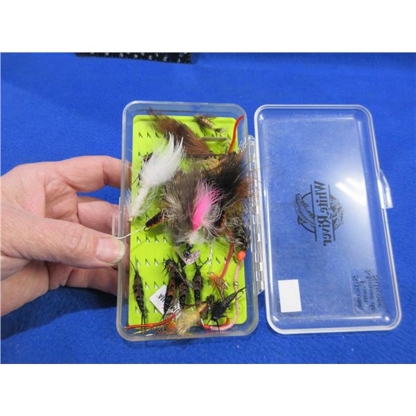 Lot of 30+ Hand Tied Fly Fishing Flies in Case