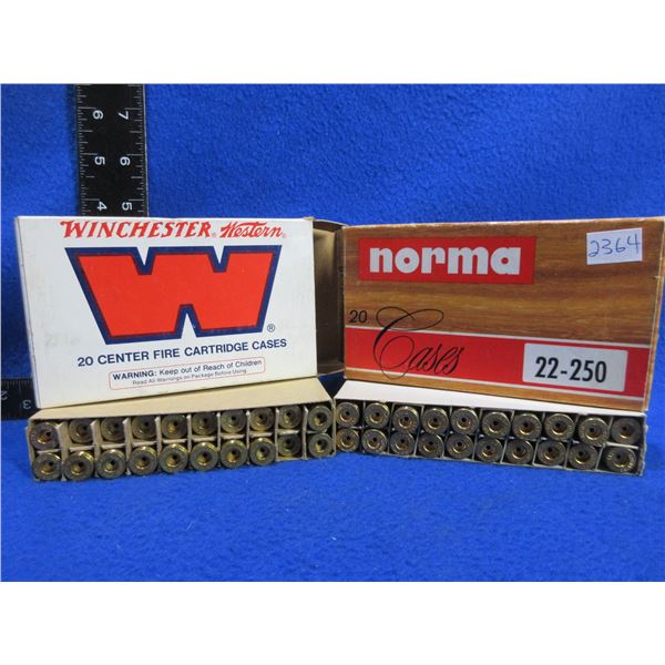 NEW - Brass Only - 22-250 Rem. Norma & Winchester - 2 Boxes of 20