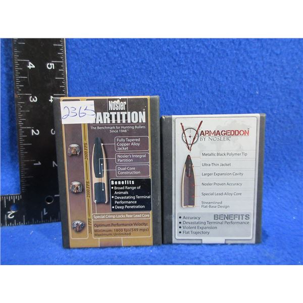 22 Cal. .224" Nosler Bullets - Sealed Box of 50, Sealed Box of 100 - 40gr FB Tipped & 60gr Spitzer