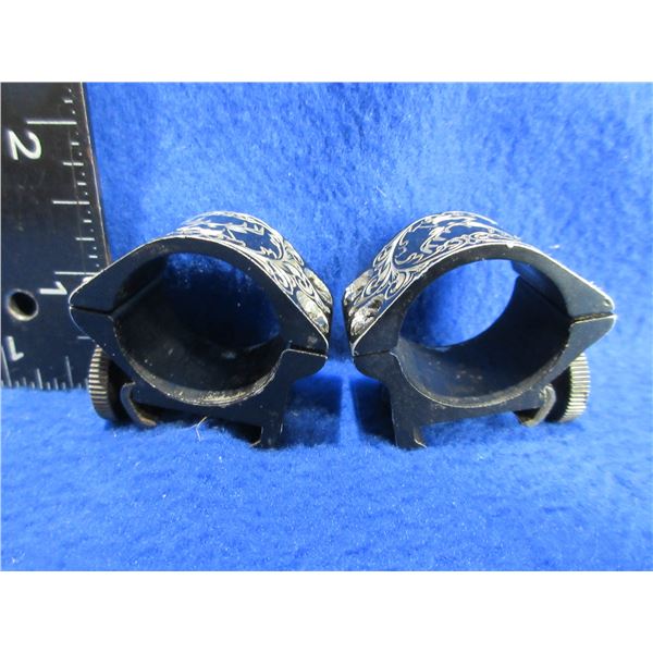 Weaver 1" Low Rings - Gloss Black, Nicely Engraved