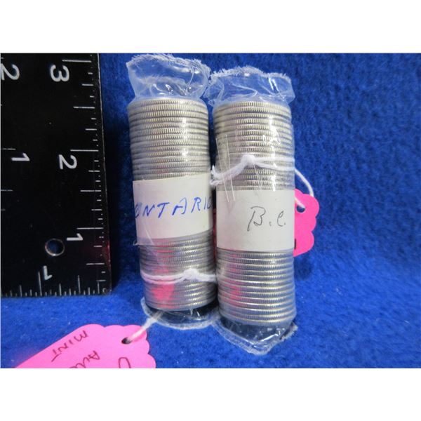 2 Mint Rolls of Quarters - Ontario Aug 6/1992, British Columbia Nov 9/1992