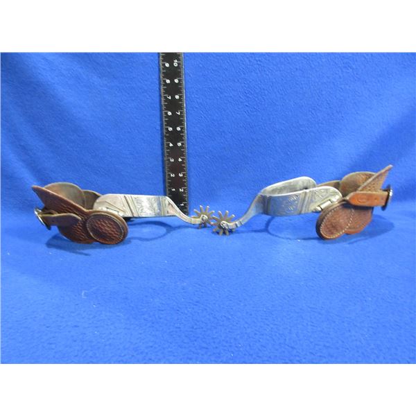 Pair of Spurs - Have "Rocking P" Logo and Leather is Marked "Cowboy Tools"