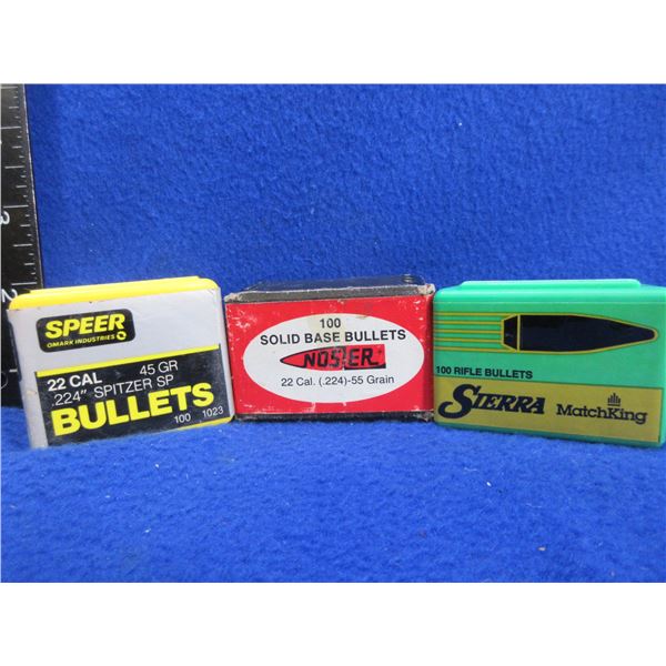 22 Cal. .224" Bullets - 3 Sealed Boxes of 100