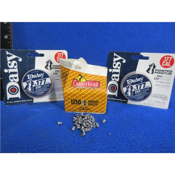 .177 Cal. Pellets - 2 New Daisy 250 Count & Copperhead 1250 Count Approx. 1/2 Full