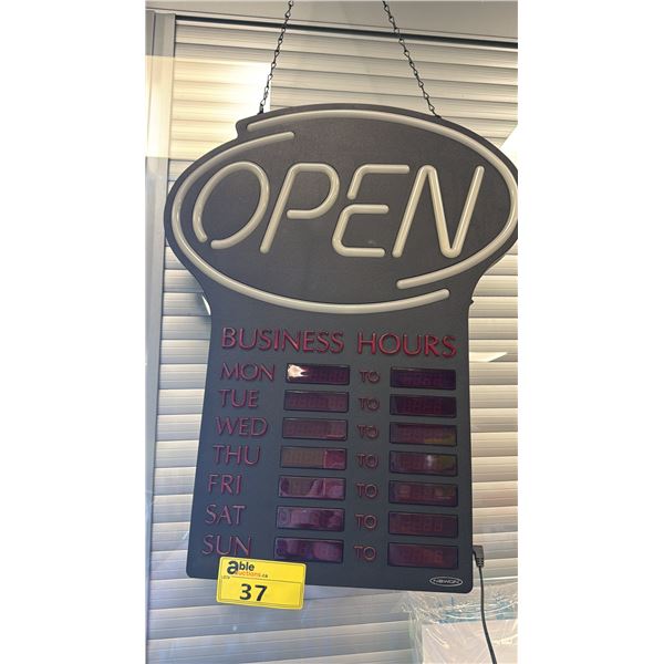 ELECTRIC OPEN SIGN WITH HOURS DISPLAY