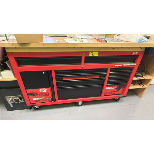 MILWAUKEE PORTABLE TOOLBOX WITH BUILT-IN POWER CENTER, POWER TOOL ORGANIZER, MULTI POSITION UTILITY