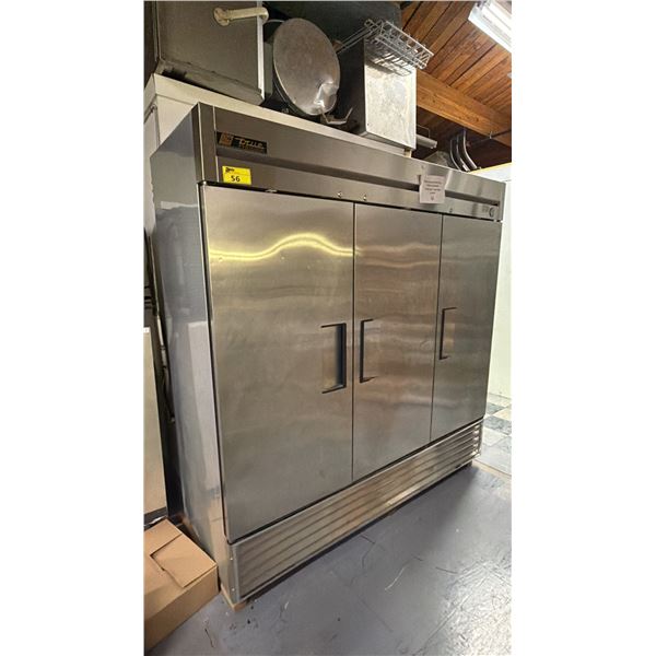 TRUE FREEZER COMMERCIAL STAINLESS STEEL 3-DOOR UPRIGHT FREEZER T-72F (UNKNOWN WORKING CONDITION)