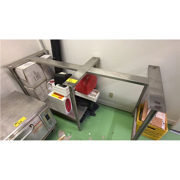 STAINLESS STEEL PREP TABLE BASE WITH ASSORTED CONTENTS