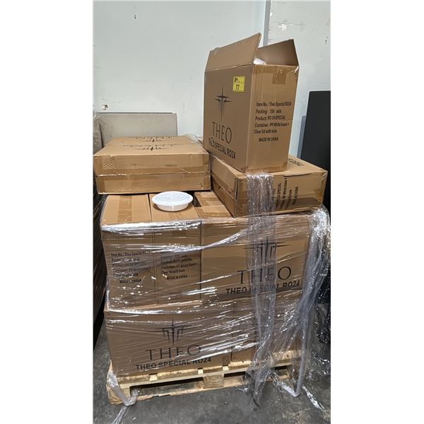 PALLET OF 25 BOXES OF THEO SPECIAL R024 PLASTIC CONTAINERS WITH LIDS - 150 SETS PER BOX = APPROX