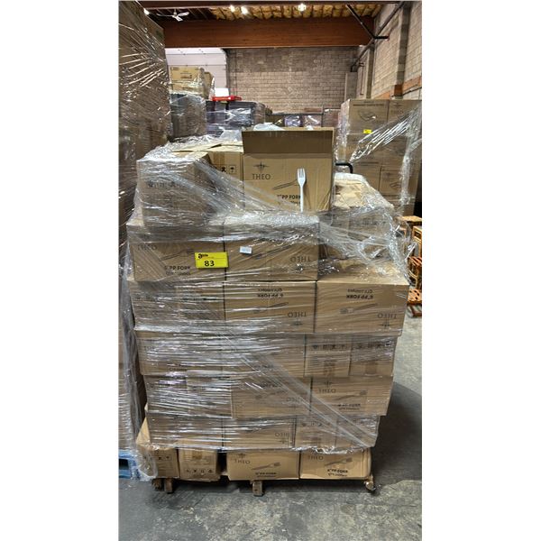 PALLET OF APPROX 160 BOXES OF THEO 6" PLASTIC PP FORKS - 1,000 PER BOX = APPROX 160,000 FORKS TOTAL