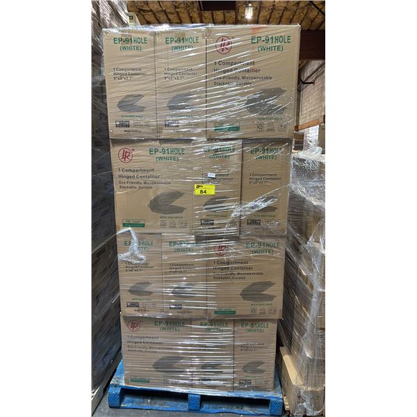 PALLET OF APPROX 40 BOXES OF LR EP-91HOLE 1 COMPARTMENT HINGED CONTAINERS - 150 PER BOX = APPROX