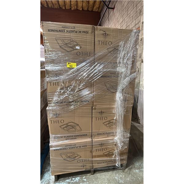 PALLET OF 40 BOXES OF THEO 28OZ 3C PLASTIC CONTAINERS WITH LIDS - 150 SETS PER BOX = APPROX 6,000