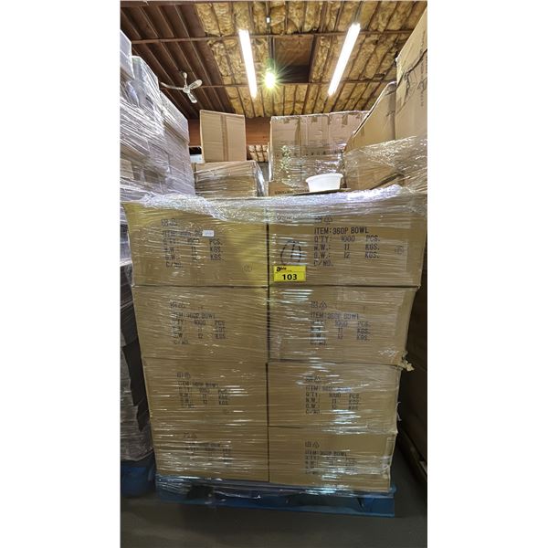 PALLET OF 16 BOXES OF 360P BOWLS - 1,000 PER BOX = APPROX 16,000 BOWLS TOTAL (NO LIDS) *MUST TAKE