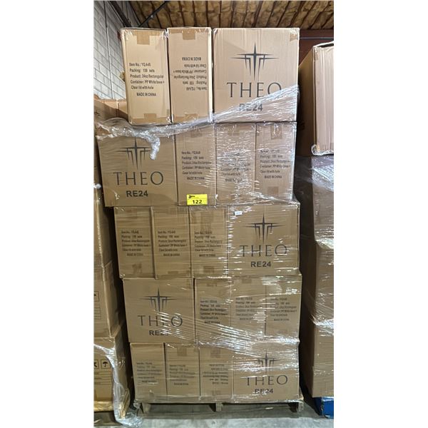 PALLET OF THEO 24OZ RECTANGULAR CONTAINERS WITH LIDS WITH HOLES - 150 PER BOX *MUST TAKE ALL*