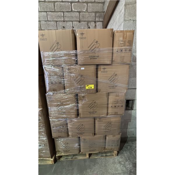PALLET OF 65 BOXES OF THEO CUTLERY SETS - 500 PER BOX = APPROX 32,500 CUTLERY SETS TOTAL *MUST TAKE