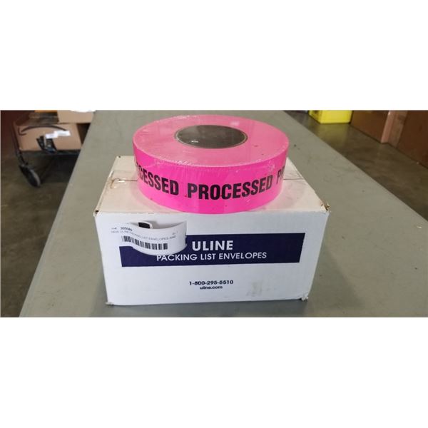 NEW ULINE PACKING LIST ENVELOPES AND PROCCESSED STICKERS